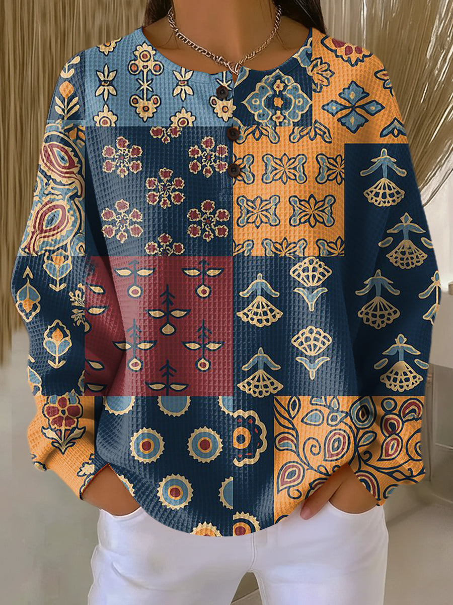 Ruby & June – American Floral Check Sweater