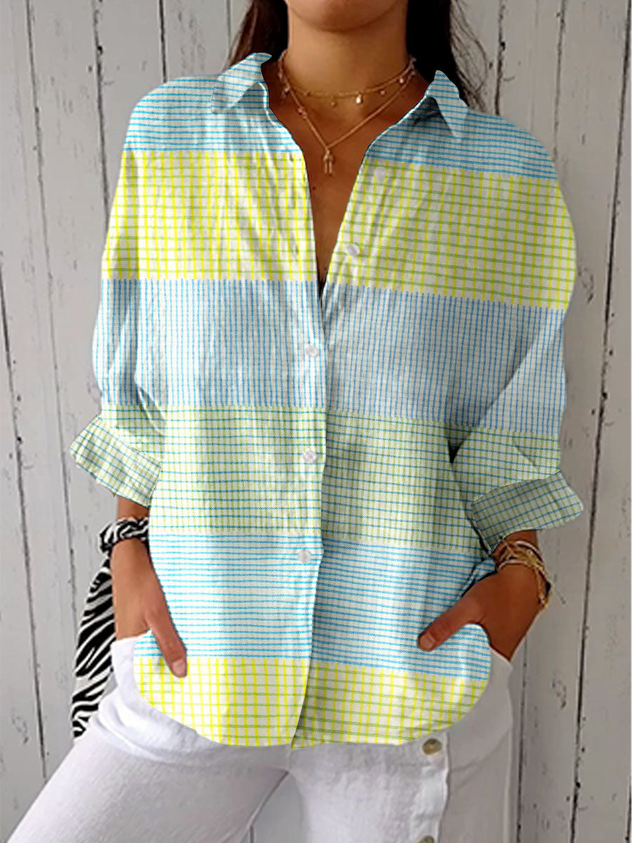 Ruby & June – Pastel Grid Blouse