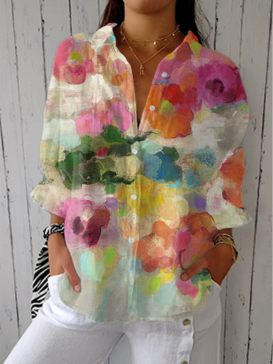 Ruby & June – Watercolor Silk Blouse