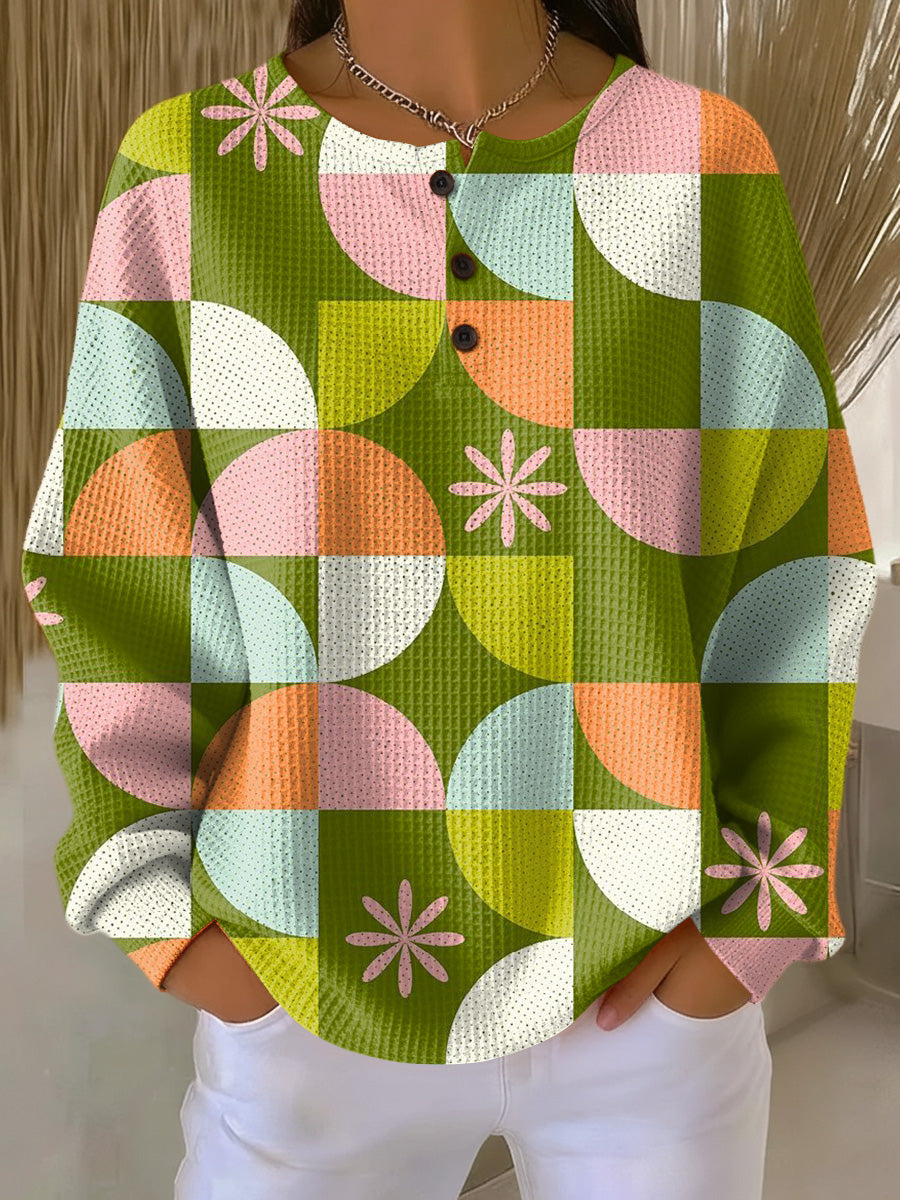 Ruby & June – Abstract Checkered Sweater