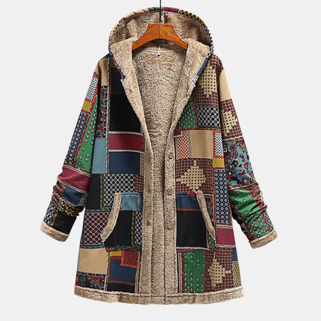 Ruby & June – Earthy Patchwork Hooded Jacket