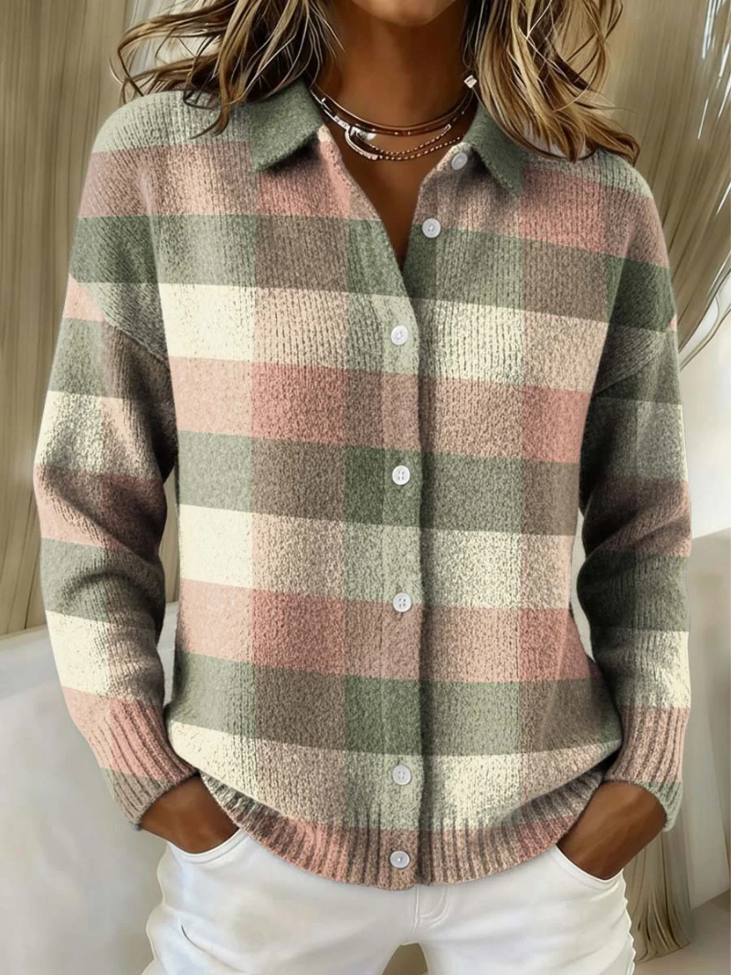 Ruby & June – Pastel Plaid Cardigan