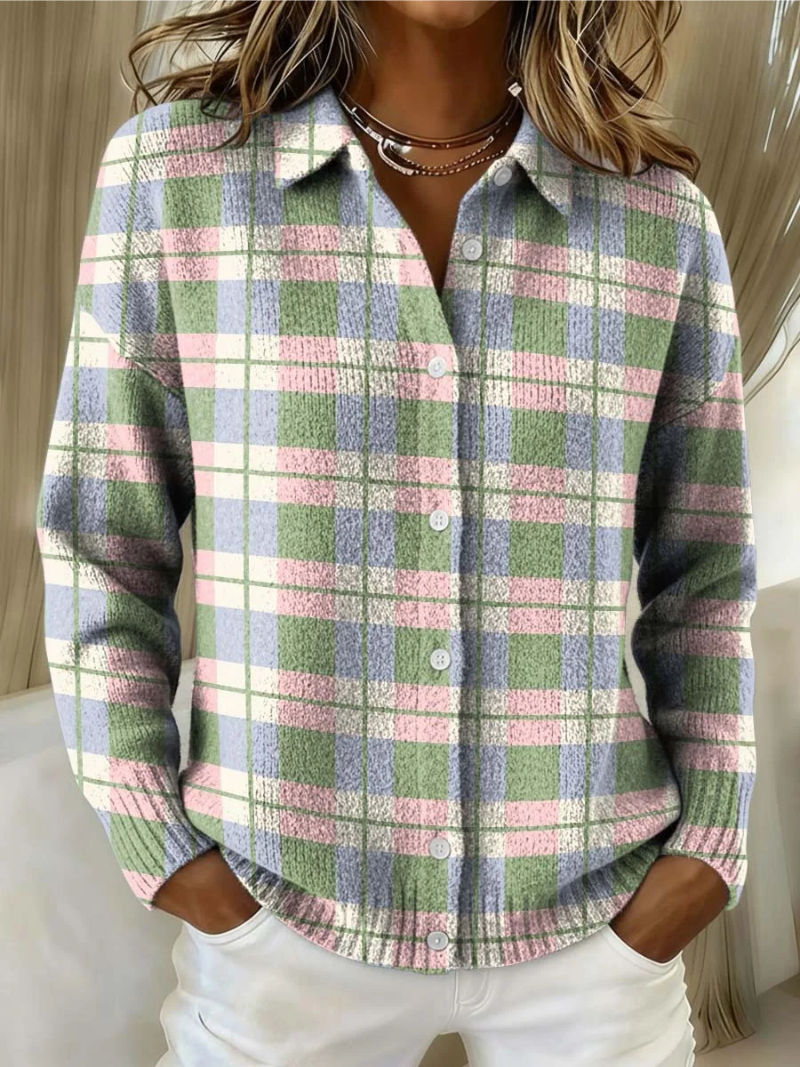 Ruby & June – Pastel Plaid Cardigan