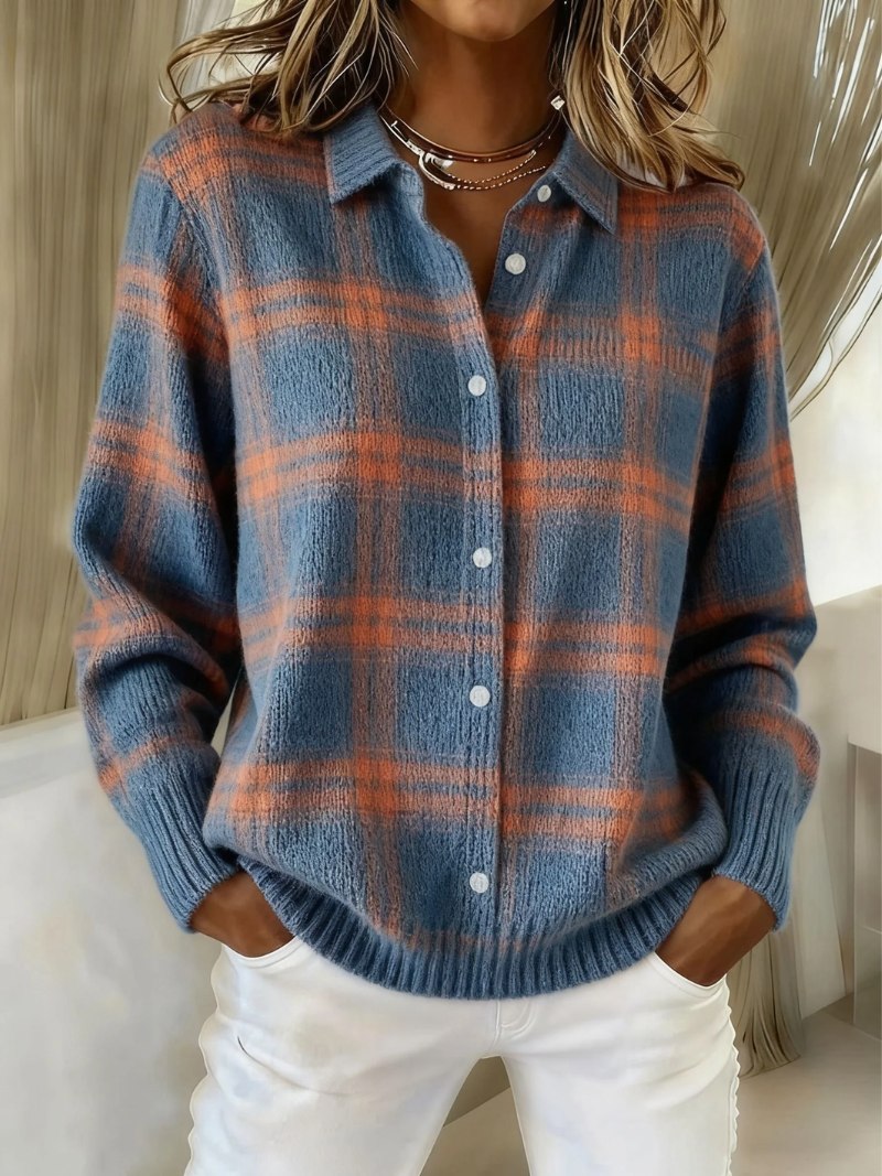 Ruby & June – American Blue Check Cardigan