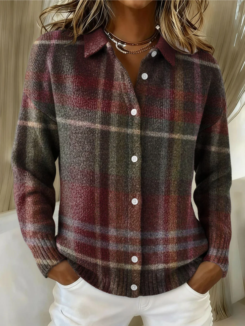 Ruby & June – American Plaid Knit Cardigan