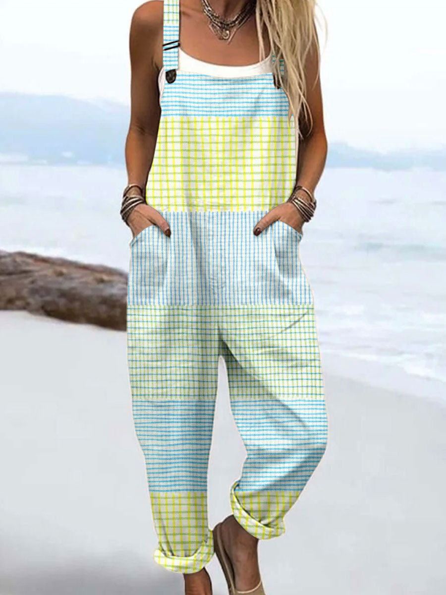 Ruby & June – Pastel Checkered Jumpsuit
