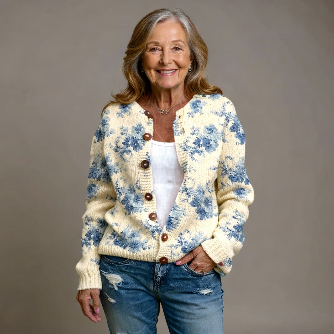 Ruby & June – Floral Art Cardigan